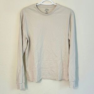 J. Crew Men's Essential Crewneck Cream Colored Long-Sleeve T-shirt Size S